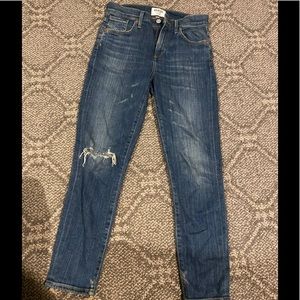 Agolde Highrise Slim Jeans with Rip Detail